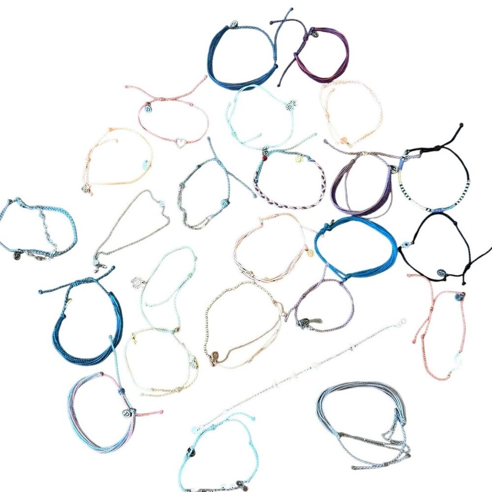Lot of PURA VIDA Corded Beaded Charms Adjustable Bracelets Lof of 24